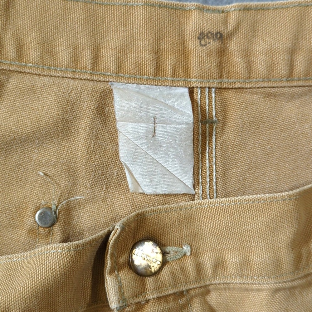 Carhartt Double Knee Logger Pants Tan Firm Canvas Workwear 38x31 Vintage Patina - Picture 3 of 12